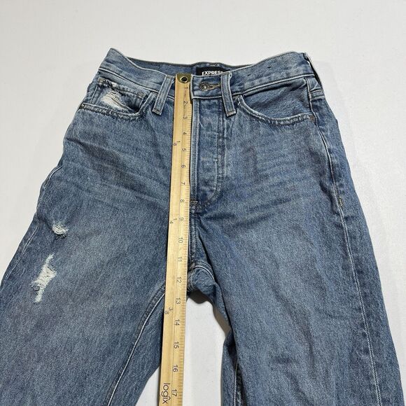 Express Jeans Women's 00 26x24 Dad Jean High Rise Distressed - Picture 7 of 12